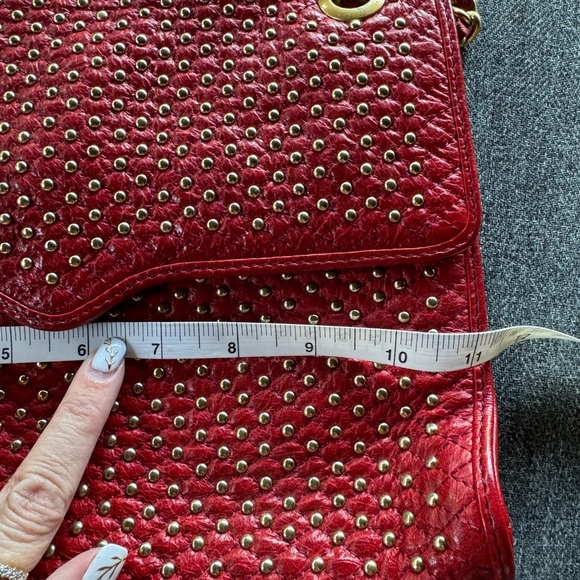 KC Chiefs colors - Red Studded Leather Purse with chain strap - Picture 3 of 7